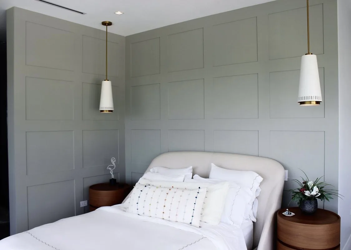 Built-in bed wall, side tables and panelling